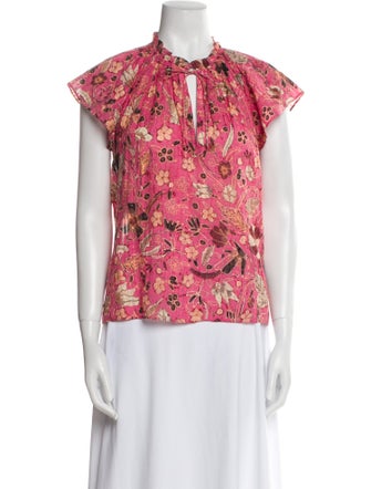 Ulla Johnson Floral Print Crew Neck Blouse