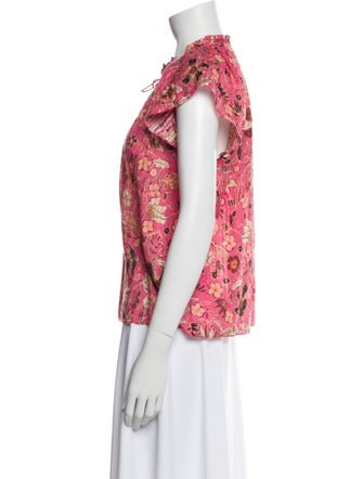 Ulla Johnson Floral Print Crew Neck Blouse