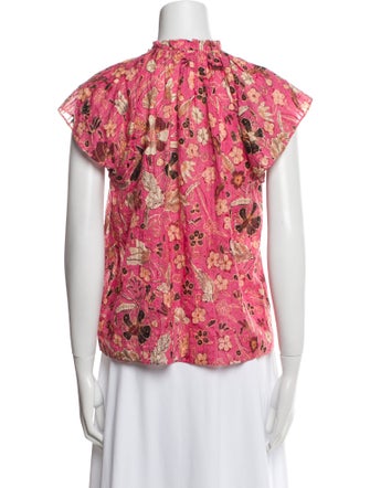 Ulla Johnson Floral Print Crew Neck Blouse