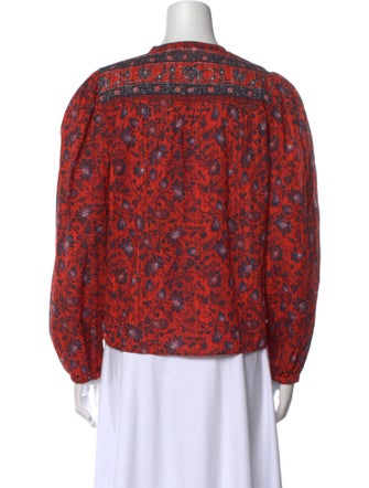 Ulla Johnson Floral Print V-Neck Blouse