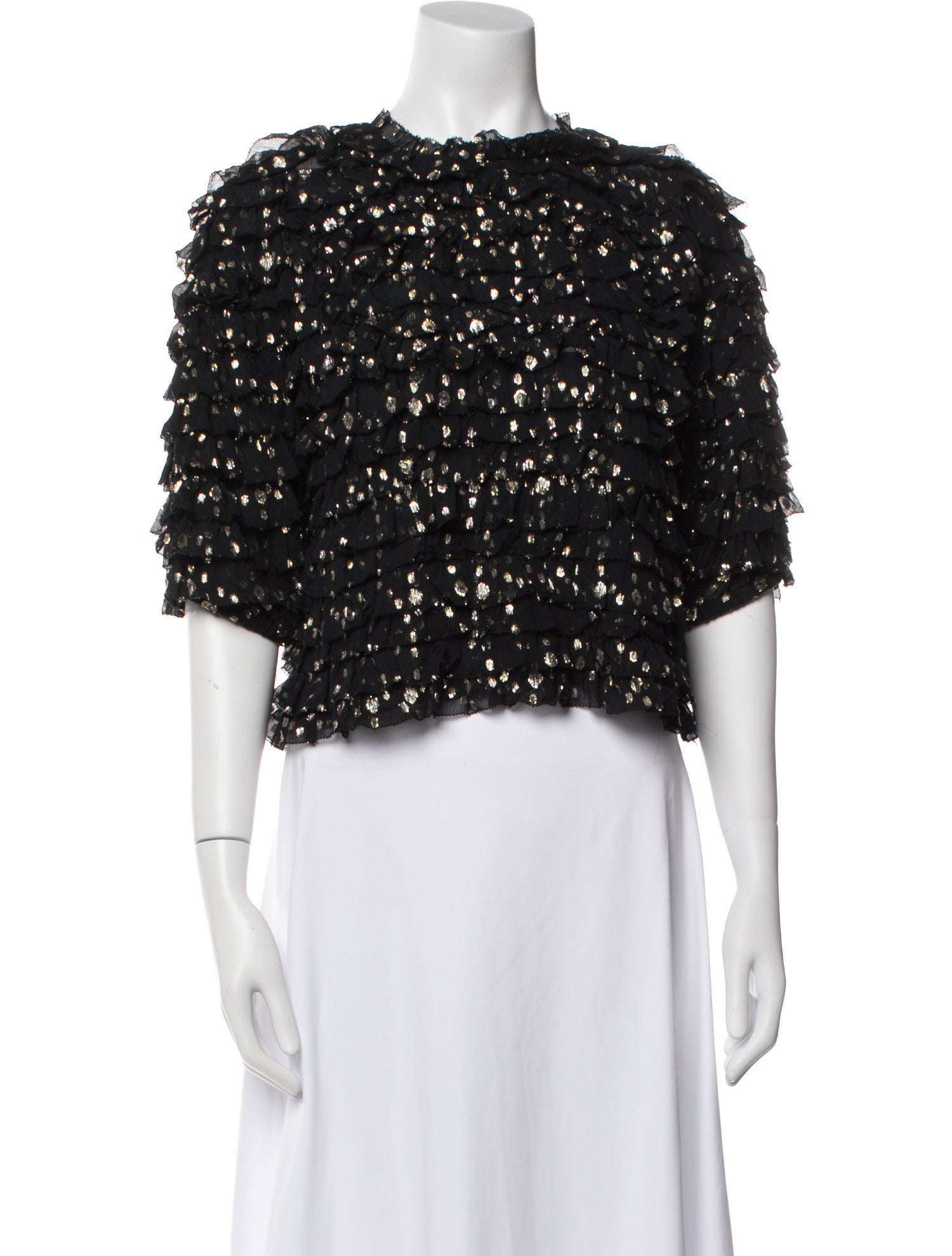 Ulla Johnson Silk Crew Neck Crop Top