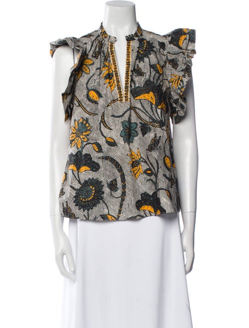 Ulla Johnson Floral Print V-Neck Blouse