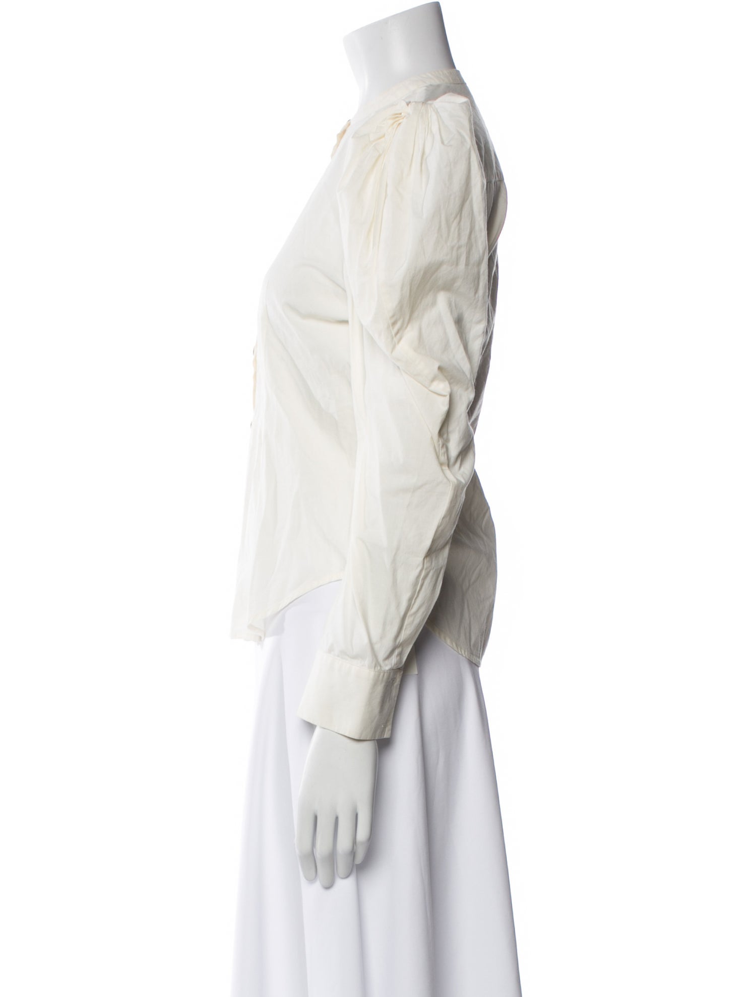 Ulla Johnson Mock Neck Long Sleeve Button-Up Top