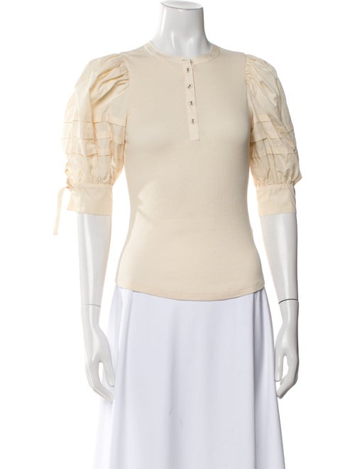 Ulla Johnson Mock Neck Three-Quarter Sleeve Blouse