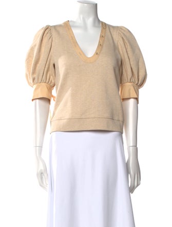 Ulla Johnson V-Neck Short Sleeve Crop Top