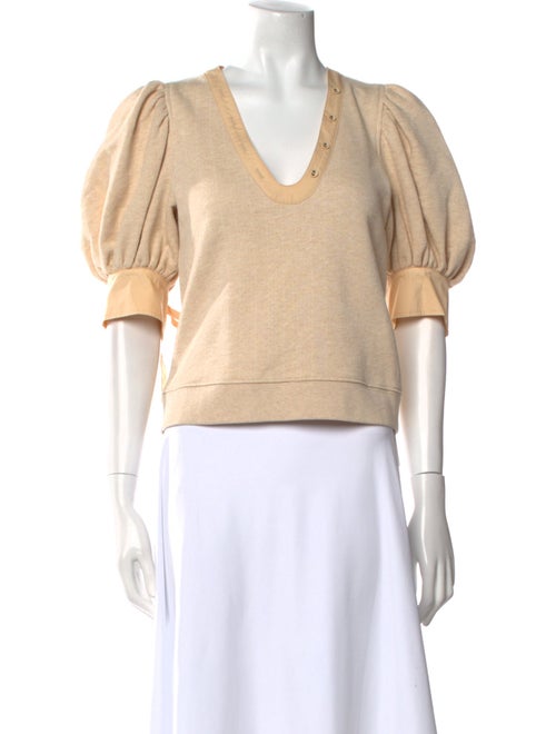 Ulla Johnson V-Neck Short Sleeve Crop Top