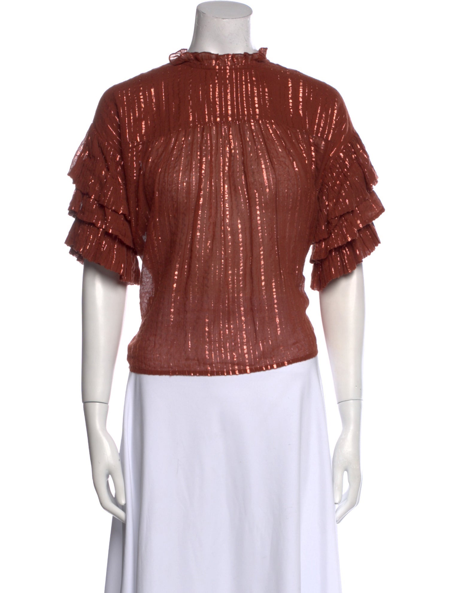 Ulla Johnson Mock Neck Short Sleeve Crop Top