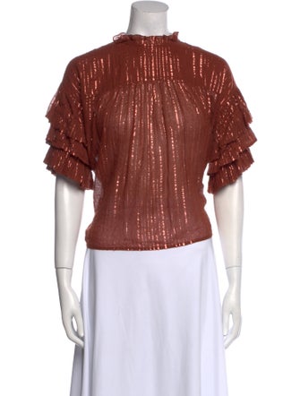 Ulla Johnson Mock Neck Short Sleeve Crop Top