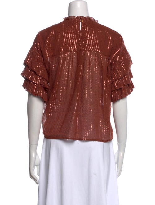 Ulla Johnson Mock Neck Short Sleeve Crop Top