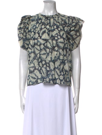 Ulla Johnson Printed Crew Neck Blouse