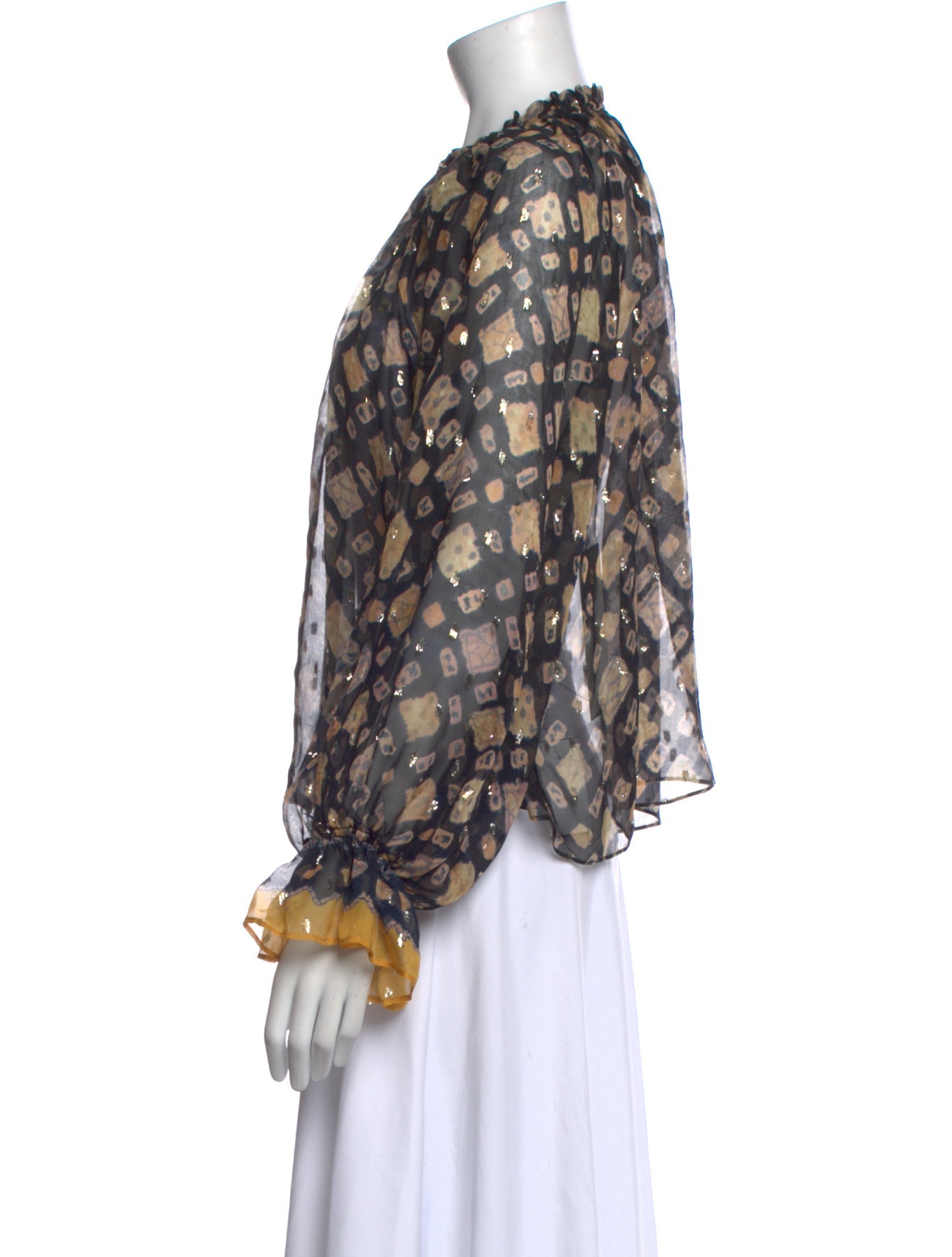Ulla Johnson Floral Print Mock Neck Blouse w/ Tags