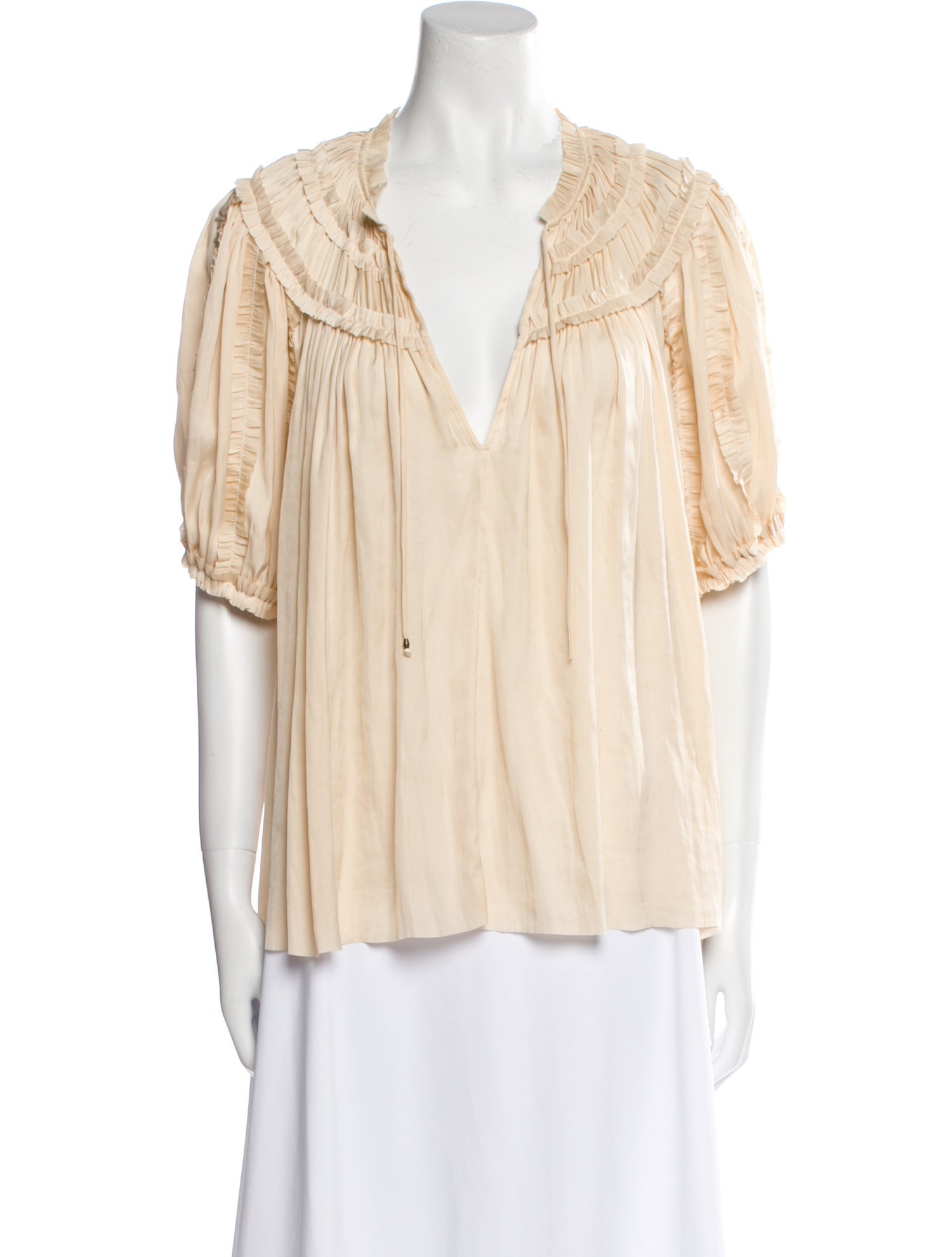 Ulla Johnson V-Neck Short Sleeve Blouse