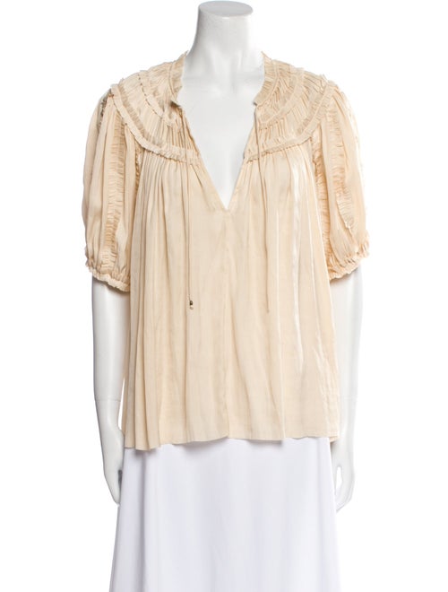 Ulla Johnson V-Neck Short Sleeve Blouse