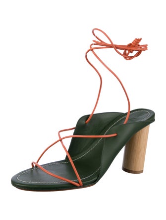 Ulla Johnson Leather Colorblock Pattern Slingback Sandals