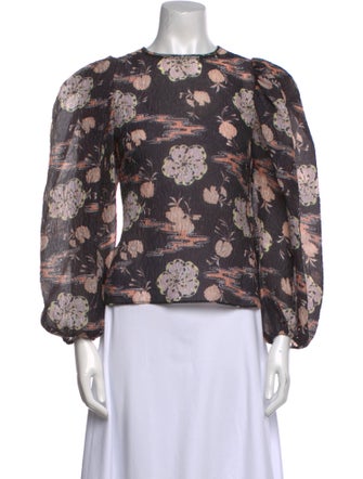 Ulla Johnson Floral Print Crew Neck Blouse