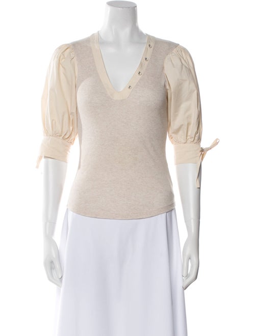 Ulla Johnson V-Neck Three-Quarter Sleeve Top