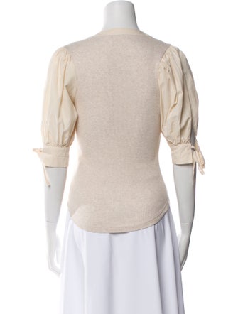 Ulla Johnson V-Neck Three-Quarter Sleeve Top