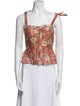 Ulla Johnson Floral Print Square Neckline Crop Top
