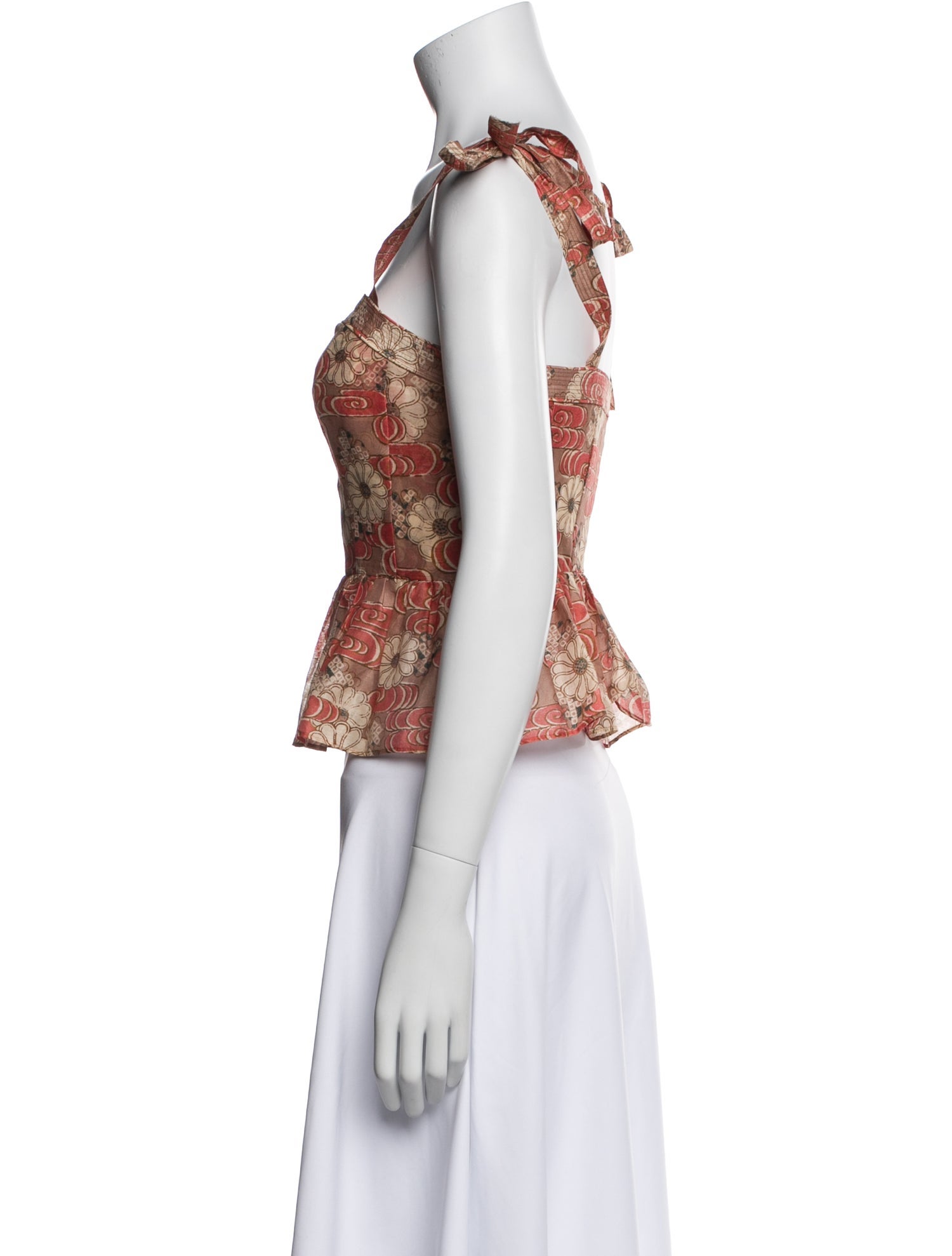 Ulla Johnson Floral Print Square Neckline Crop Top