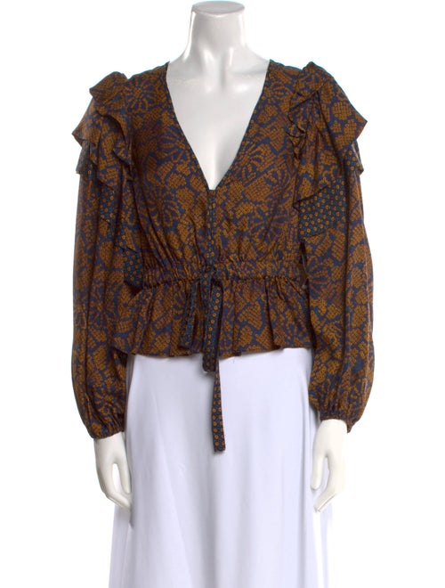 Ulla Johnson Floral Print V-Neck Blouse