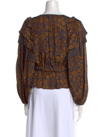 Ulla Johnson Floral Print V-Neck Blouse