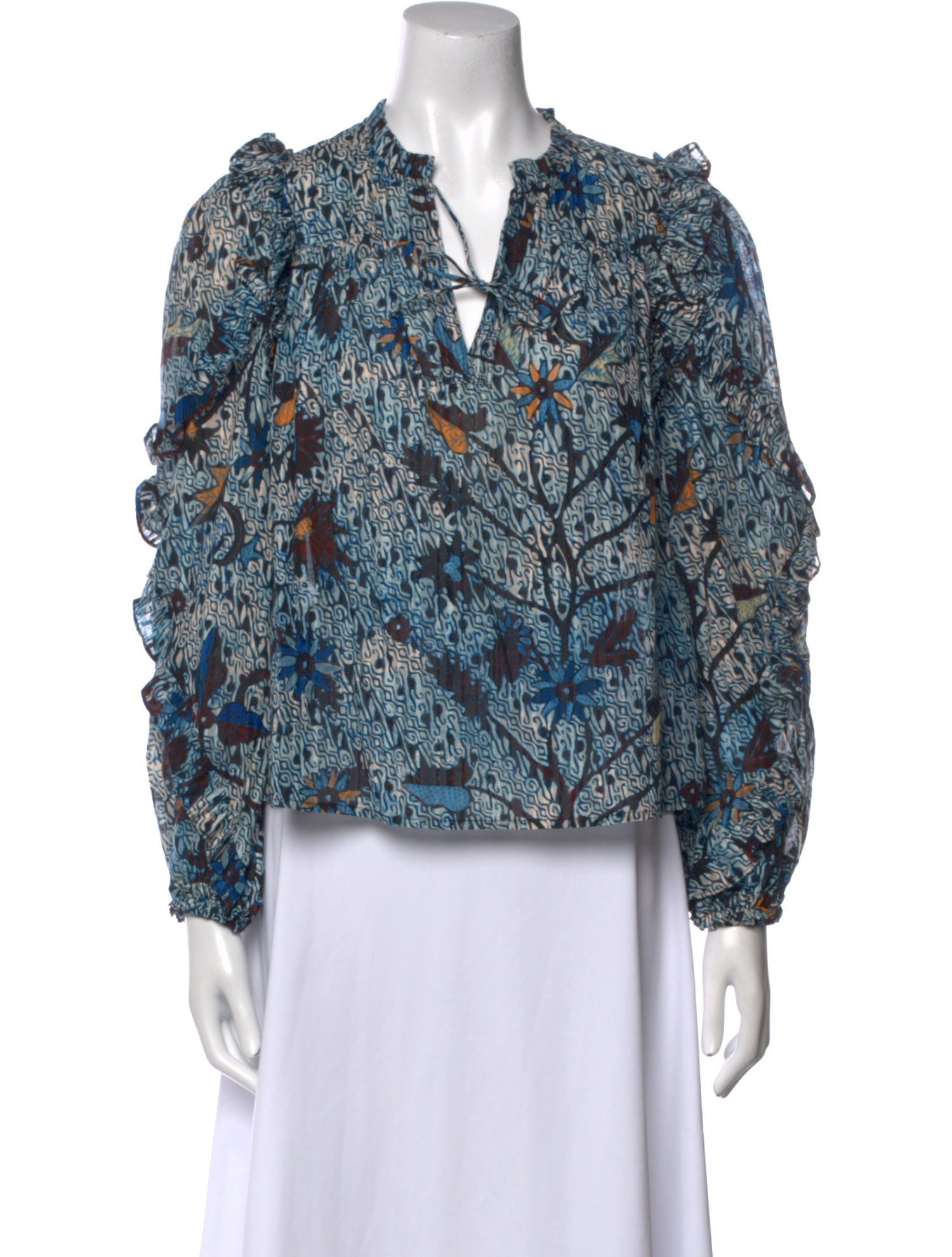 Ulla Johnson Printed Tie Neck Blouse