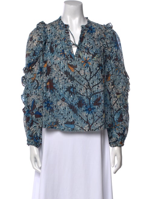 Ulla Johnson Printed Tie Neck Blouse