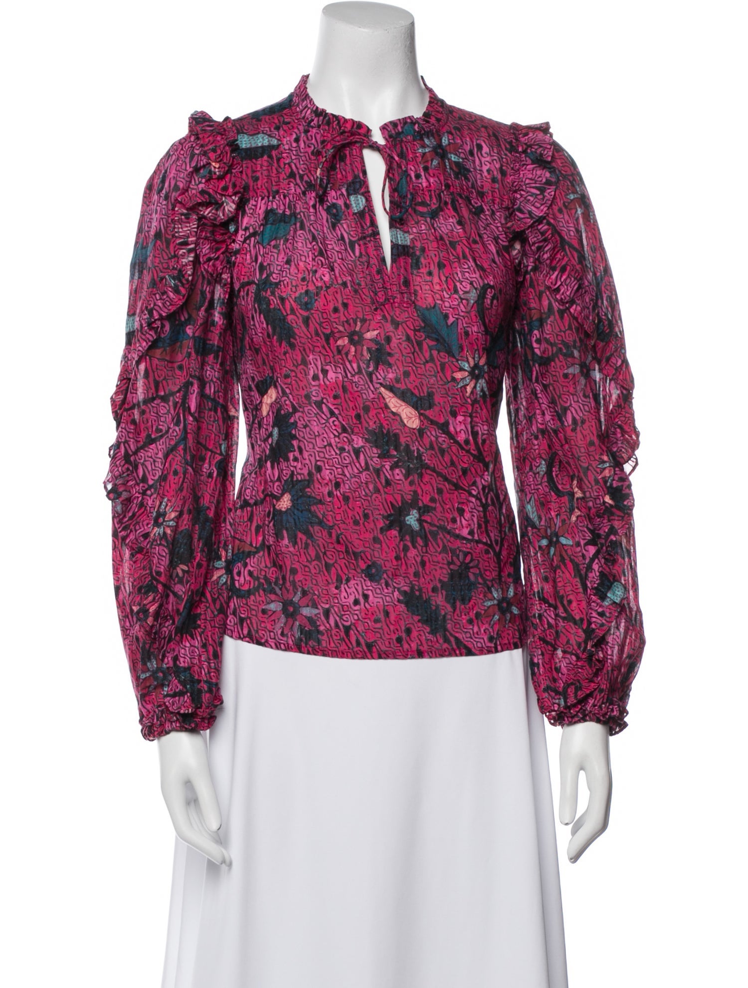 Ulla Johnson Floral Print Tie Neck Blouse