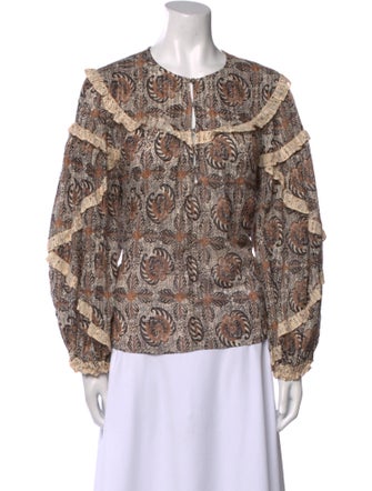 Ulla Johnson Paisley Print Crew Neck Blouse