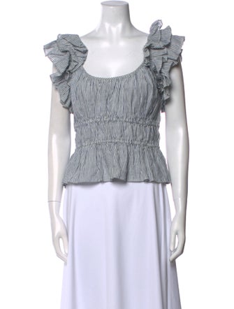 Ulla Johnson Linen Striped Crop Top