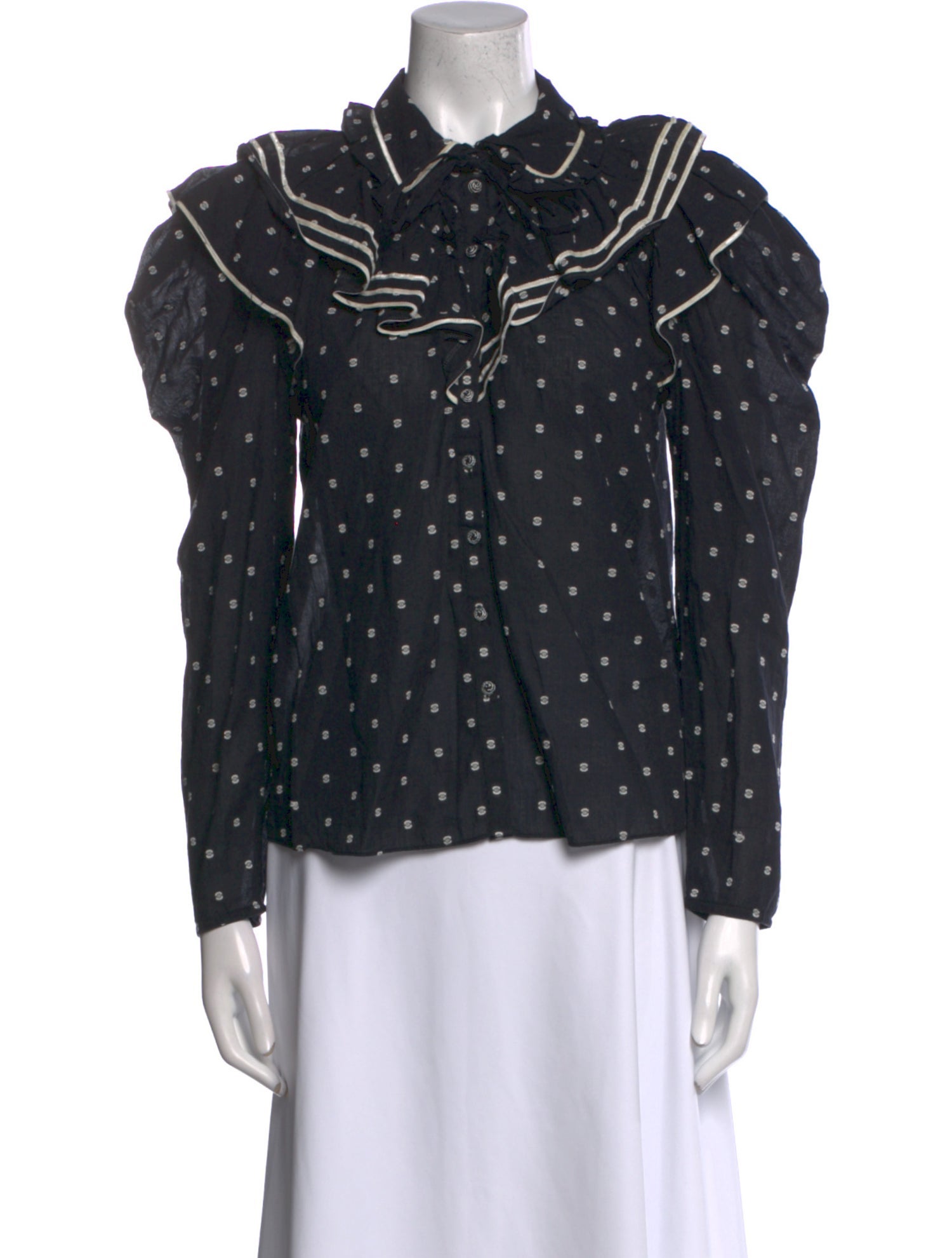 Ulla Johnson Polka Dot Print Long Sleeve Button-Up Top w/ Tags