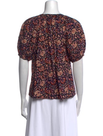Ulla Johnson Floral Print V-Neck Blouse
