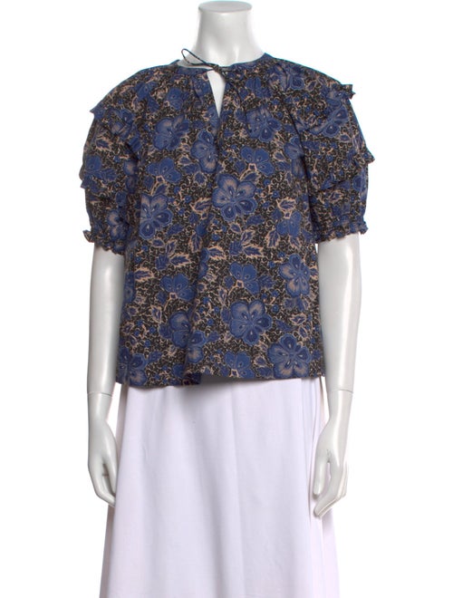 Ulla Johnson Floral Print Crew Neck Blouse