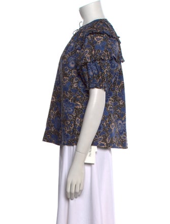 Ulla Johnson Floral Print Crew Neck Blouse