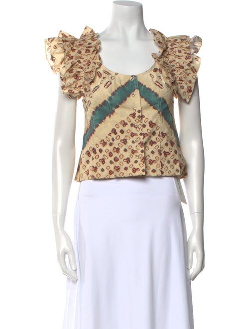 Ulla Johnson Floral Print V-Neck Crop Top