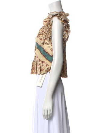 Ulla Johnson Floral Print V-Neck Crop Top