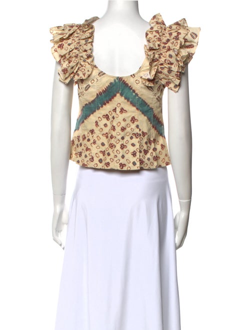 Ulla Johnson Floral Print V-Neck Crop Top