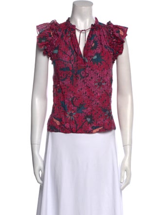 Ulla Johnson Floral Print V-Neck Blouse