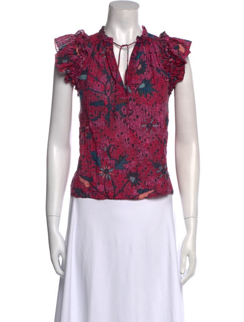 Ulla Johnson Floral Print V-Neck Blouse