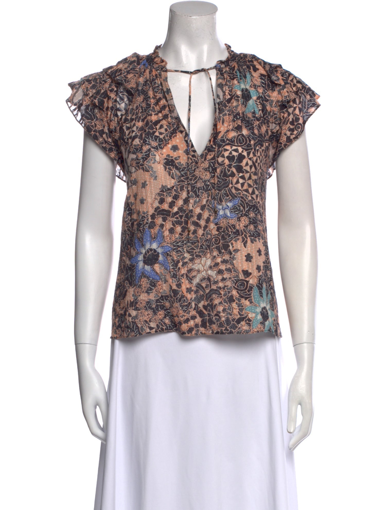 Ulla Johnson Floral Print V-Neck Blouse