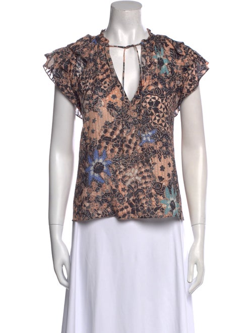 Ulla Johnson Floral Print V-Neck Blouse