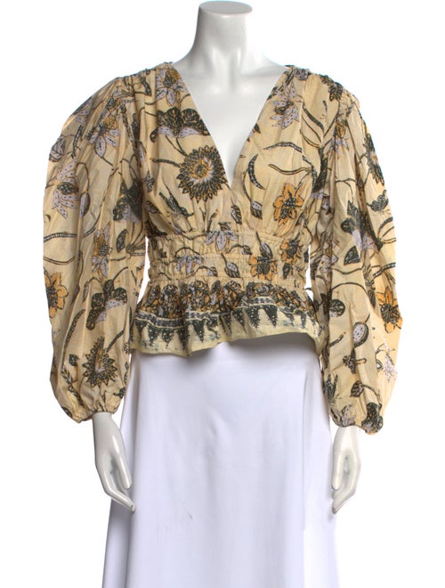 Ulla Johnson Paisley Print V-Neck Crop Top