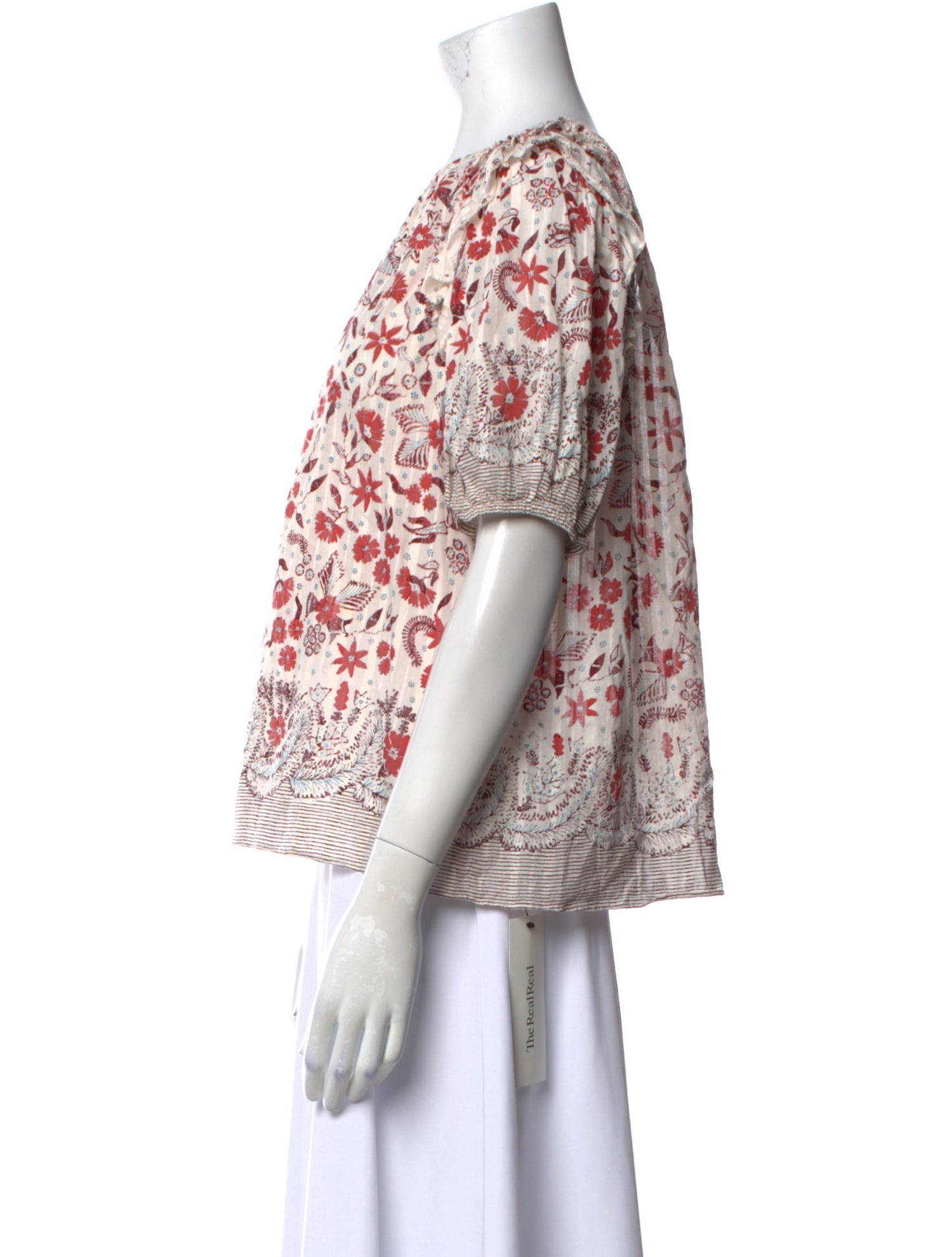 Ulla Johnson Floral Print Bateau Neckline Blouse