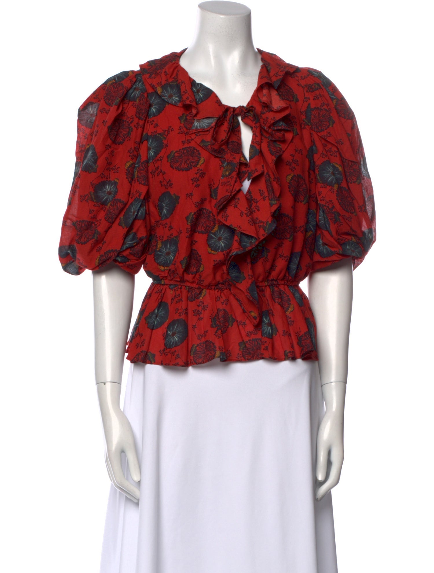 Ulla Johnson Floral Print V-Neck Crop Top