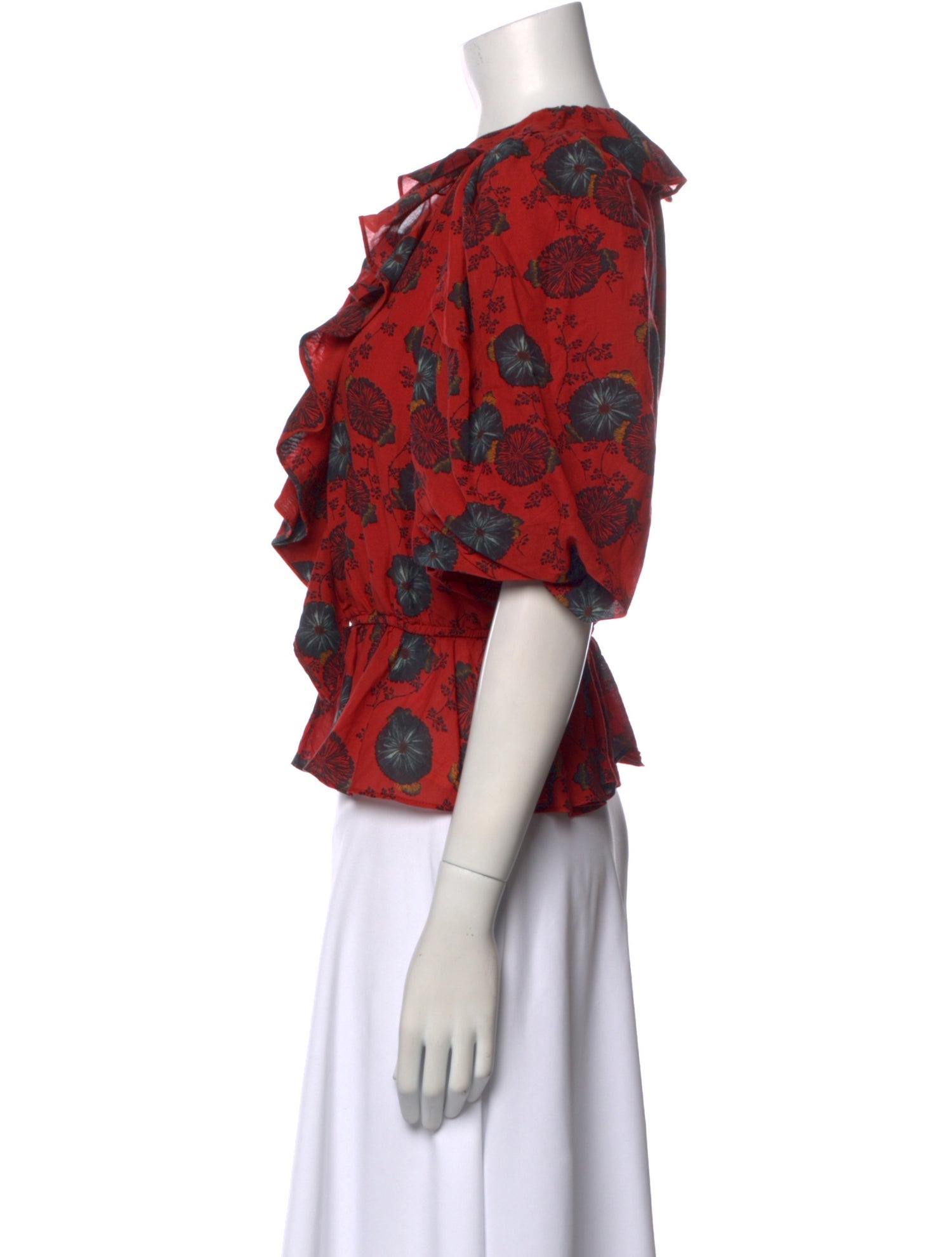 Ulla Johnson Floral Print V-Neck Crop Top