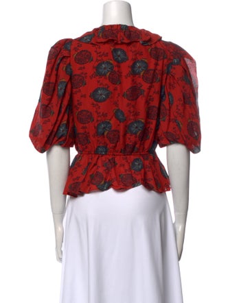 Ulla Johnson Floral Print V-Neck Crop Top