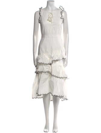 Ulla Johnson Tie Neck Midi Length Dress