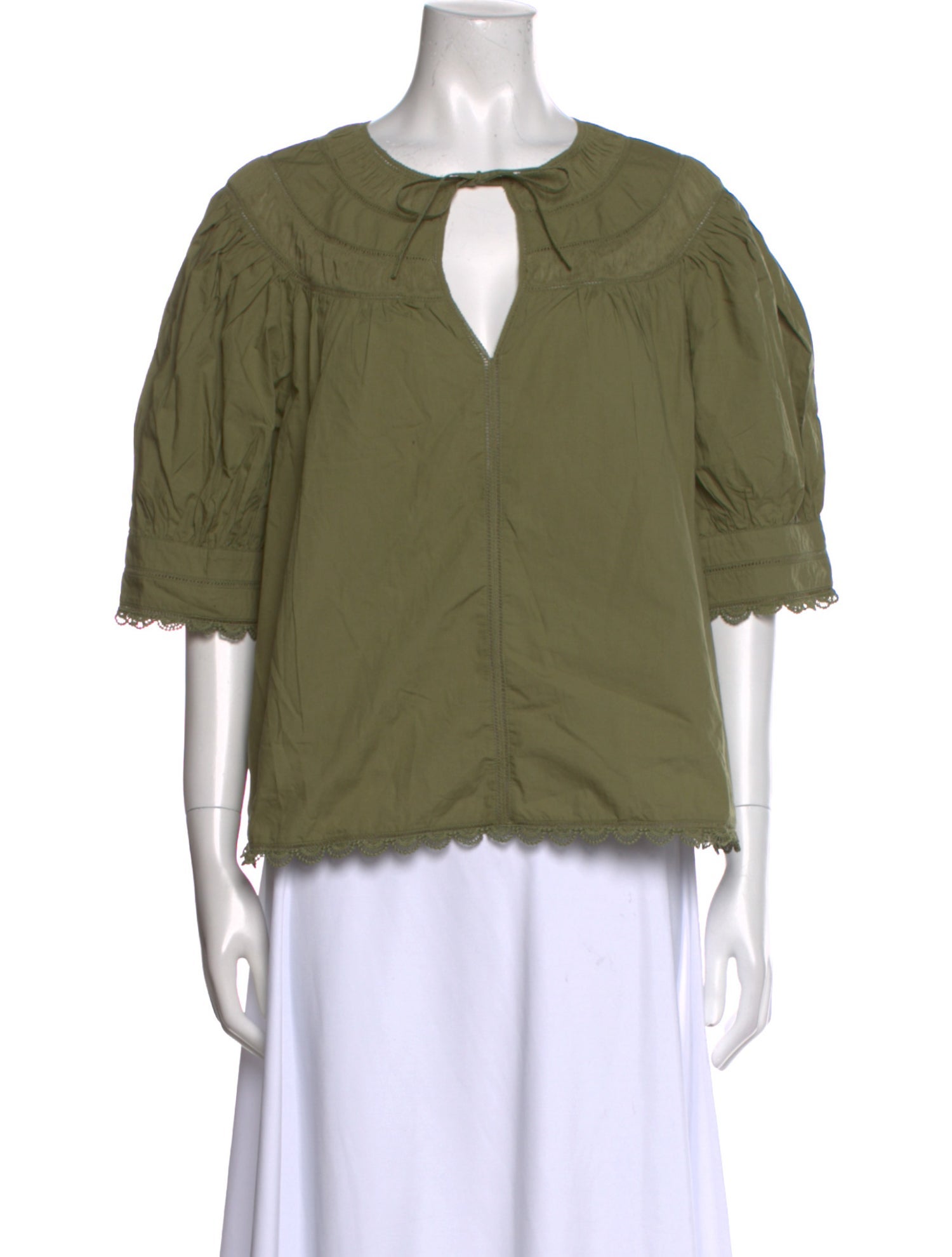 Ulla Johnson Tie Neck Three-Quarter Sleeve Blouse w/ Tags