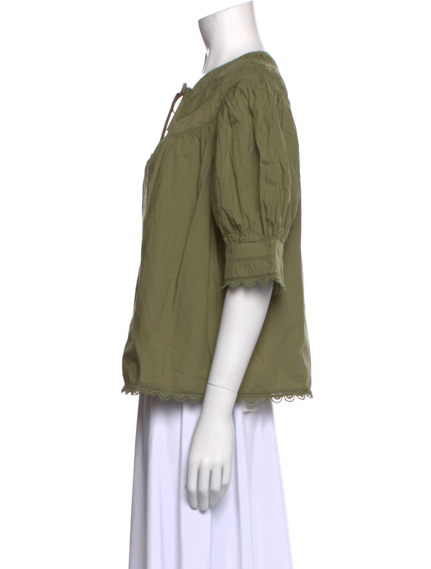 Ulla Johnson Tie Neck Three-Quarter Sleeve Blouse w/ Tags