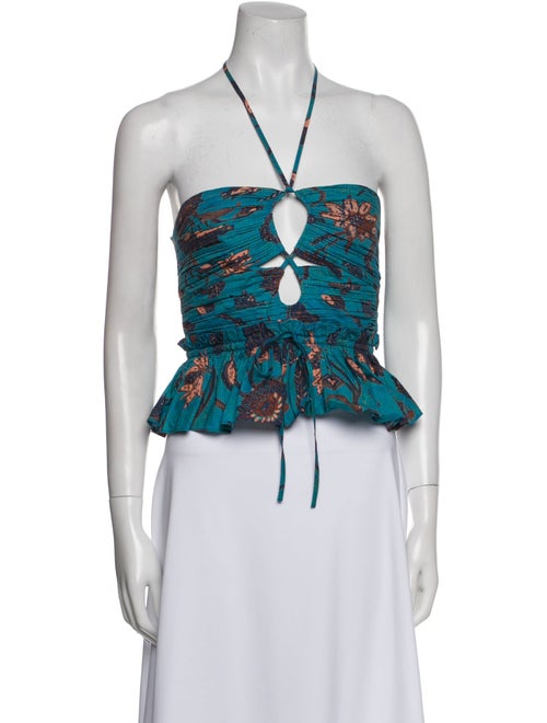 Ulla Johnson Printed Halterneck Crop Top